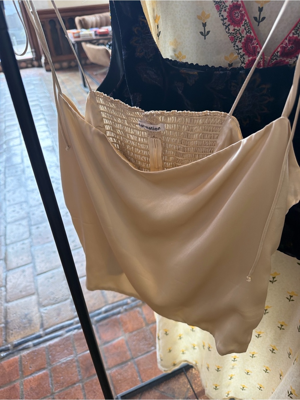 Reformation Satin Cowl Camisole in Ivory